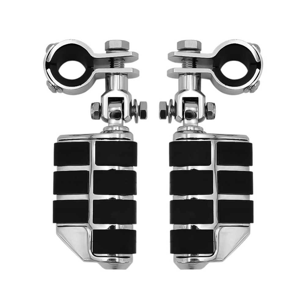 Universal 1.25" 32mm Short Angled Footpegs Footrest Mounts Fit For Harley Chrome