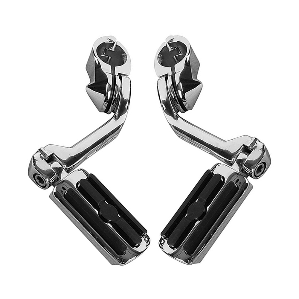 Long Angled Clamp Highway Engine Motorcycle Foot Pegs Footrest for Harley 1.25" 