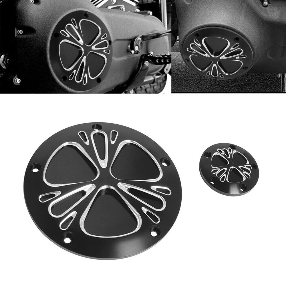 Black Skull Edge Deep Cut 5-Hole Derby Timer Cover for 1999-2014 Harley Twin Cam Touring Road King Electra Glide FLHR FLHX FXST Dyna 