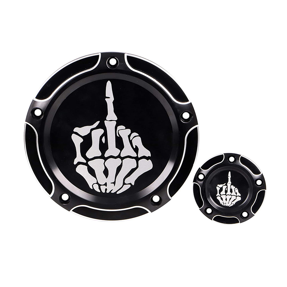 Motorcycle Derby Timer Timing Engine Cover CNC Black for Harley 1999-2014 Twin Cam Touring Road King Electra Glide FLHR FLHX FXST Dyna Skull Black 