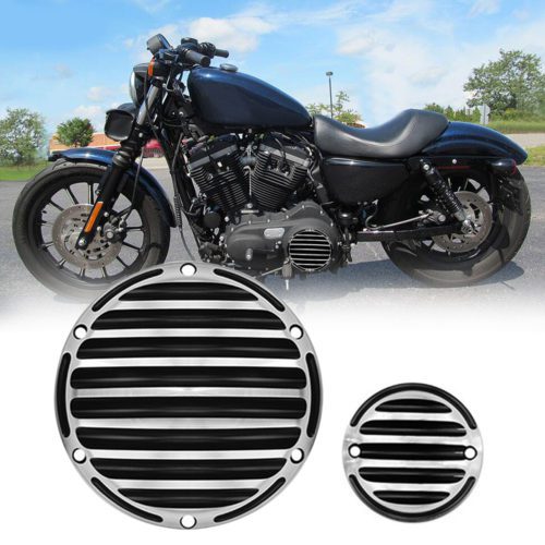 Black Cut Derby Timing Timer Cover For Harley 99-14 Touring FLHR Twin Cam 5Holes 