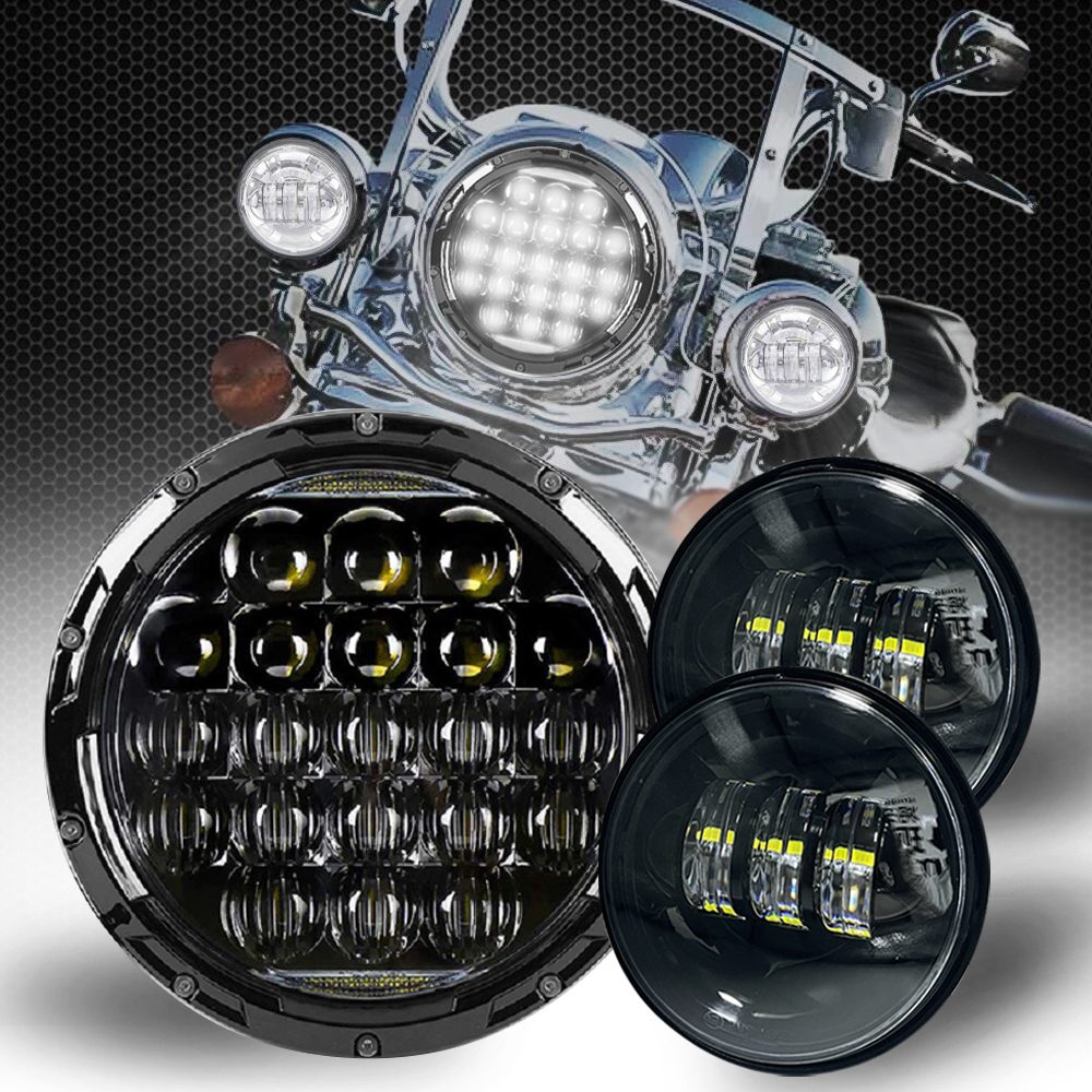 4.5" Passing Lights For Harley Chrome DOT 7" LED Projector Motorcycle Headlight
