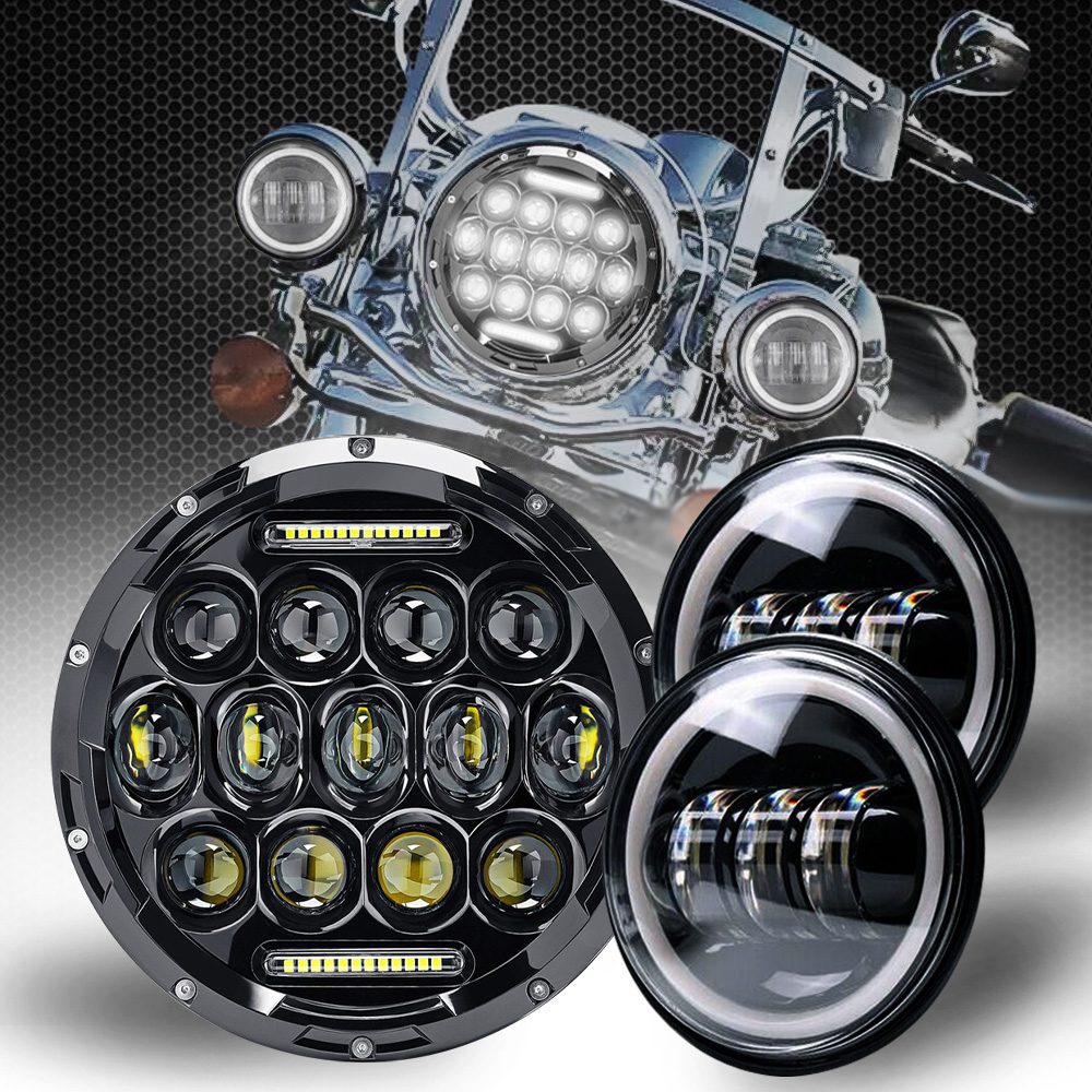 4.5" Fog Passing Light For Harley Davidson Street Glide FLHR 7" LED Headlight