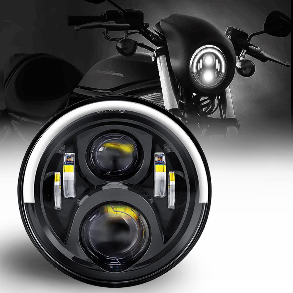 Retro Motorcycle 5.75" Headlight Lamp With Adjust Bracket For Harley-Davidson