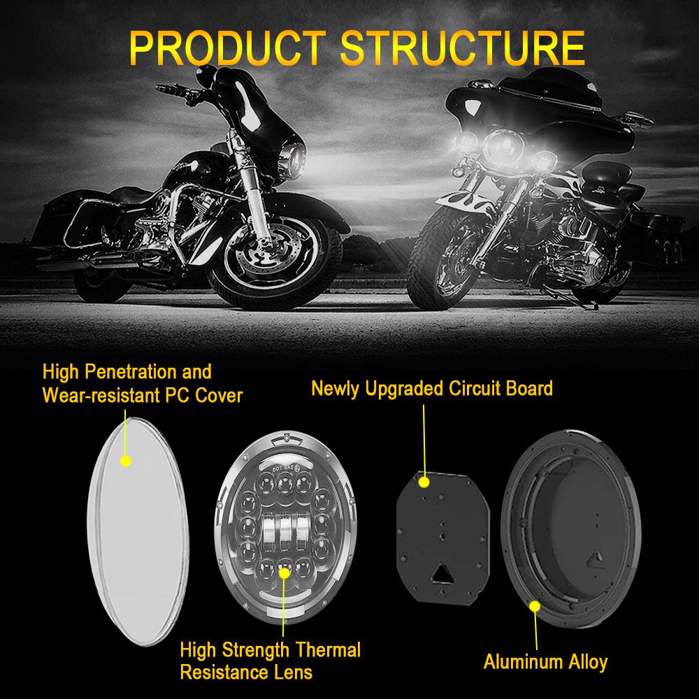 7 45w LED Headlight Hi/Lo Beam 2Pcs 4.5 30w 4-1/2 LED Fog Lamps Passing Light Spot Driving Lamp Headlight for Harley Davidson Motorcycle 