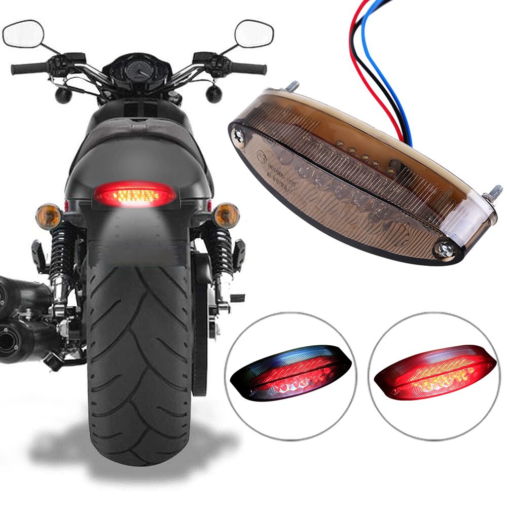 Red Lens Cafe Racer Tail Light With Turn Signals Motorcycle Taillight with License Plate Bracket Integrated Compatible for Harley Davidson Cruisers Honda Shadow Yamaha Kawasaki Suzuki 