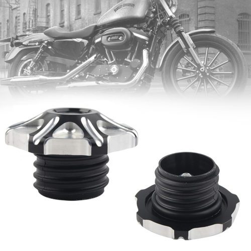 Black-B Motorcycles Fuel Gas Tank Oil Cap CNC Aluminum Threads Single Screw-In with Right-Hand Fits for Harley 1996-2020 