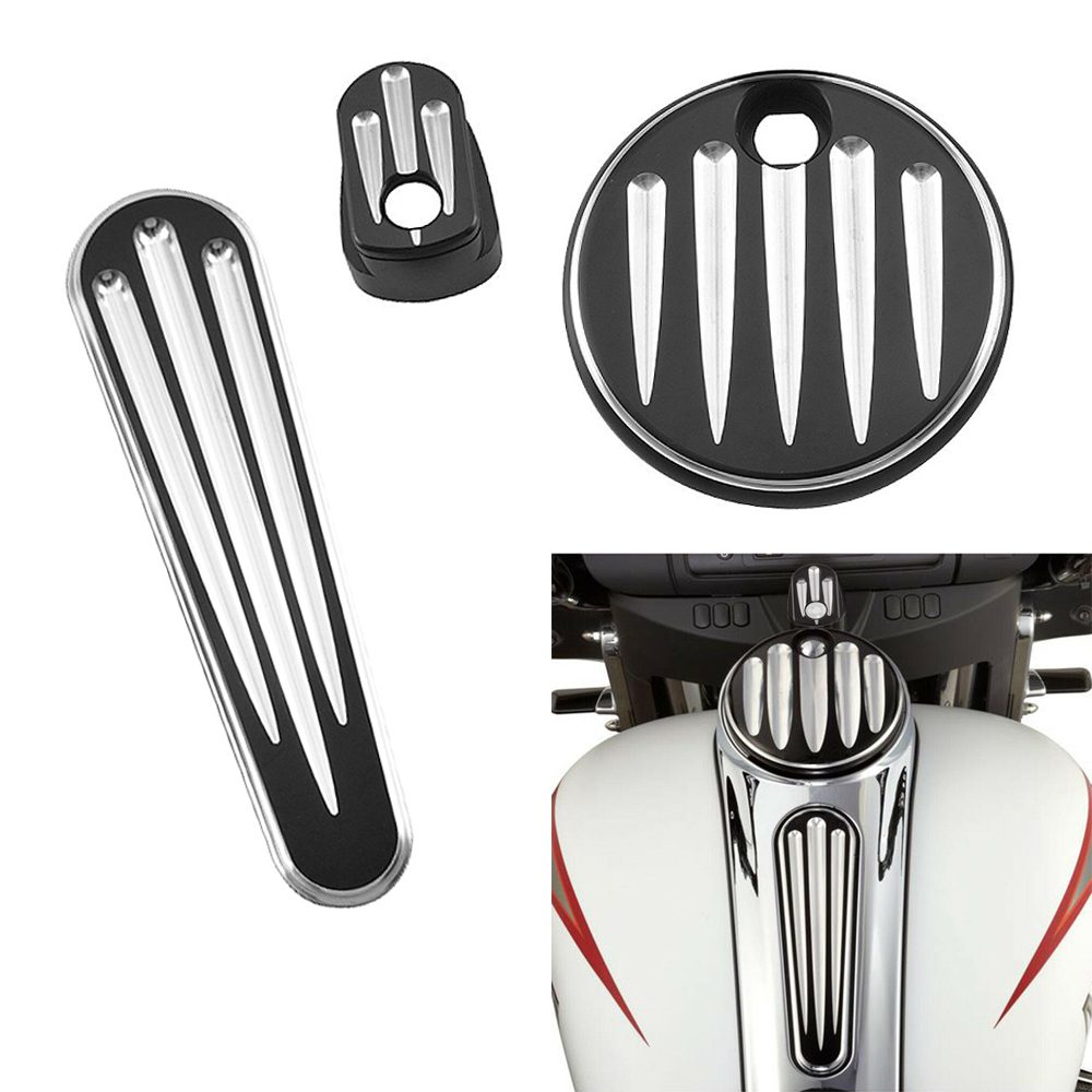 Fuel Tank Door Cover Dash Track Insert Ignition Cap for Harley Street Glide 