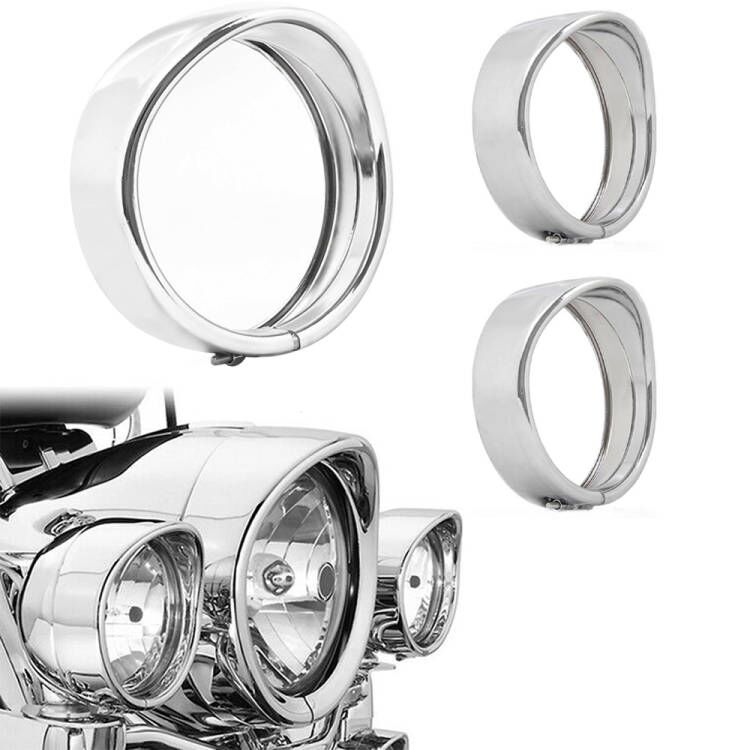 ECOTRIC Black 7 Headlight Trim Ring 2pcs 4.5 Fog Lights Lamp Rings Bezel Decorate Visor Cover Compatible with Harley Electra Glide Street Glide Road King 