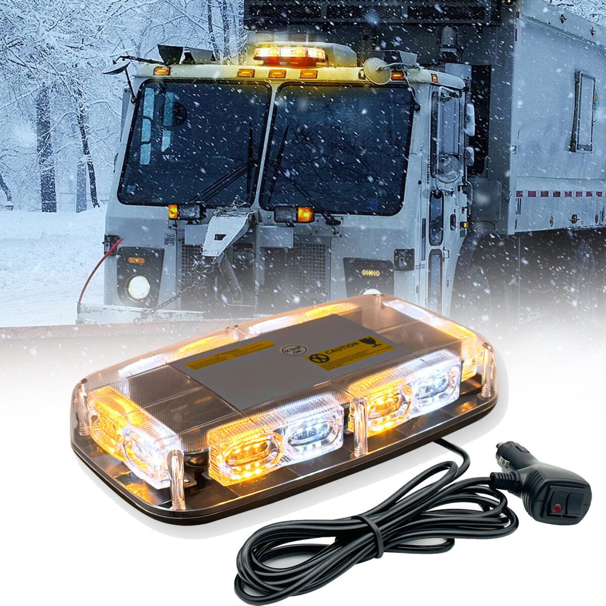 AMEXMART 12 Inch Roof Top Strobe Lights Amber White 48LED Emergency ...