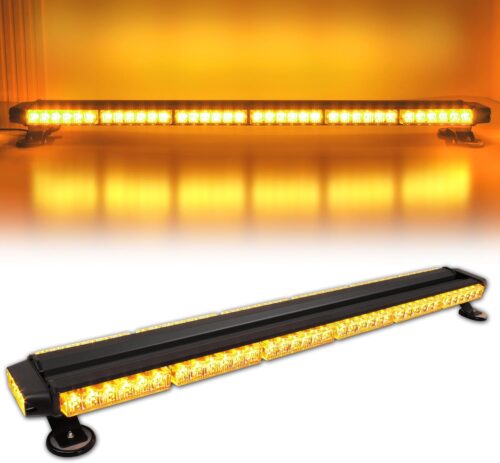 38" 78 LED Emergency Rooftop Strobe Light Bar Safety Traffic Advisor Warning Hazard Light Double Side Flashing with Magnetic Base for Work Truck Vehicles Construction Tow Pickup (Amber | Amber/White)