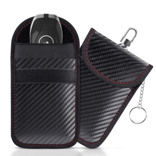 Faraday Key Fob Pouch Car Signal Blocking Key Fob Protective Case Double-layer Shielded Carbon Fiber Material Anti-theft Faraday Bag